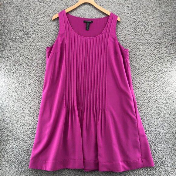 Lauren Ralph Lauren Dresses & Skirts - Lauren Ralph Lauren Dress Womens 16 Purple Tank Shift Pintuck Pleat Knee Pockets